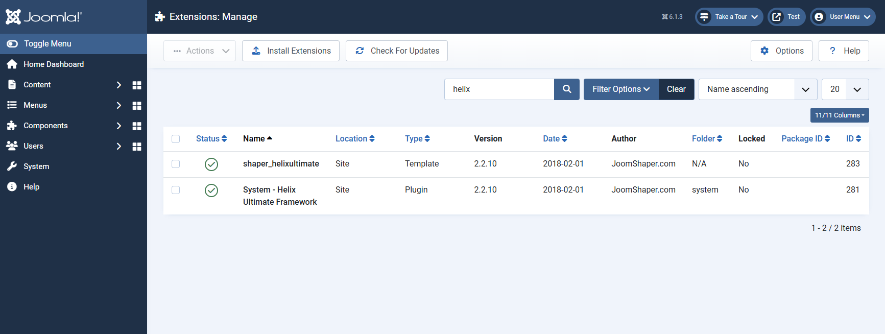 System - Helix Ultimate Framework plugin and Helix Ultimate template version 2.2.10