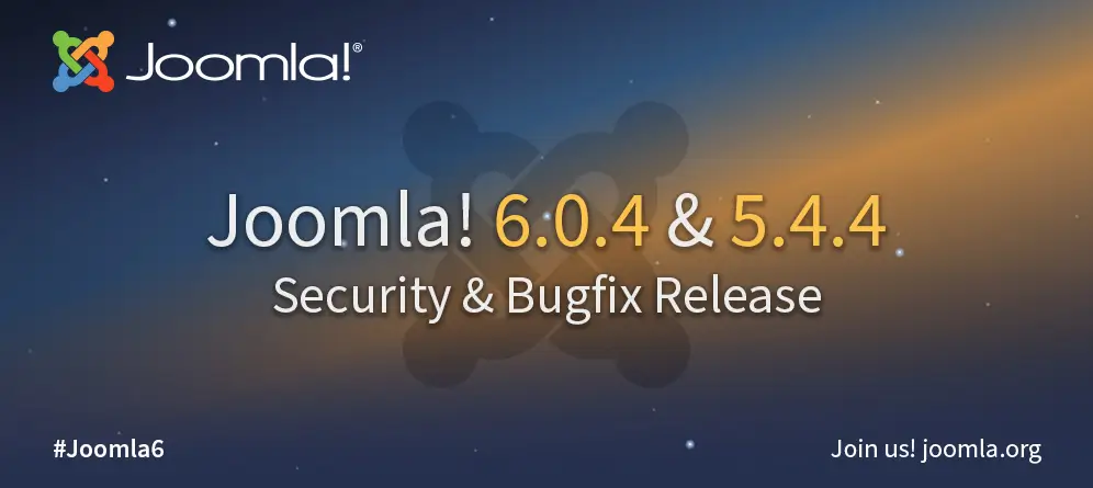 Joomla 6.0.4 и 5.4.4: патч безопасности и исправлений